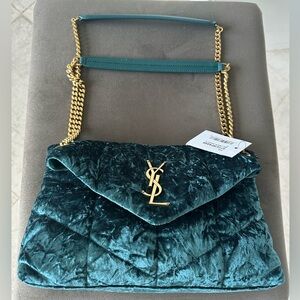 BRAND NEW SAINT LAURENT Small Loulou Quilted Crushed Velvet Puffer Bag NWT